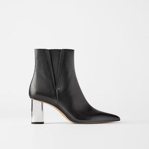 Zara Metallic Heeled Ankle Boot